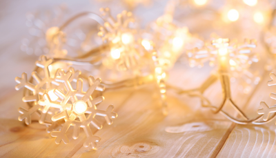 Battery Operated Lights Snowflake decoration on wooden board