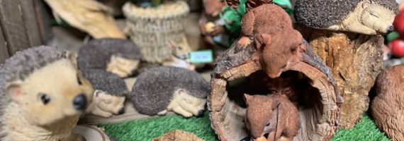 Garden Ornaments hedgehogs and mice