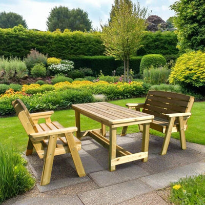 Wooden Garden Benches and Table
