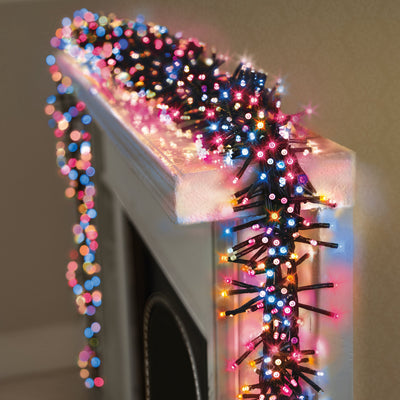 Christmas Multi-coloured Cluster Lights on Mantle