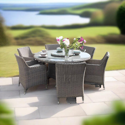 Outdoor dining set with lazy susan