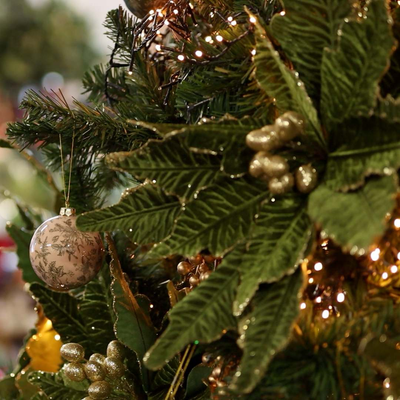 Christmas Floristry Green Stem on Tree with Bauble