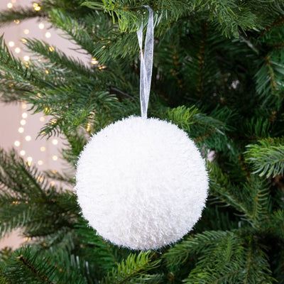 Snowball Christmas Bauble Hanging from Tree