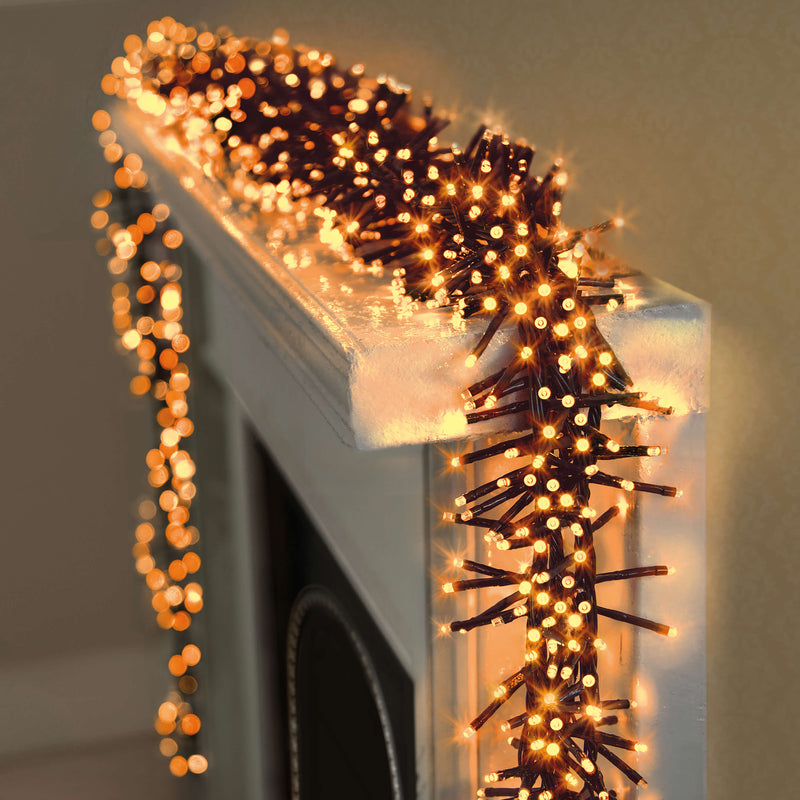 480 Vintage Gold Cluster LED Multi Action Christmas Lights