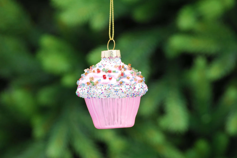 Pink Frosting Delight: Christmas Cupcake Tree Hanging Decoration