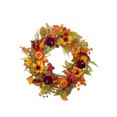 76CM Autumn Wreath with Sunflowers and Pumpkins