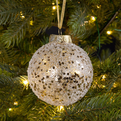 Glitter White and Gold Christmas Tree Bauble