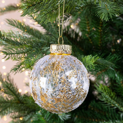 Transparent Gold Lace Christmas Tree Bauble 8CM on Christmas Tree
