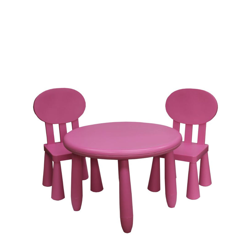 Kids table and chairs in pink