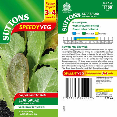 Suttons Leaf Salad Cos Lettuce Mix