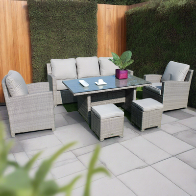 outdoor garden furniture lounge set on patio