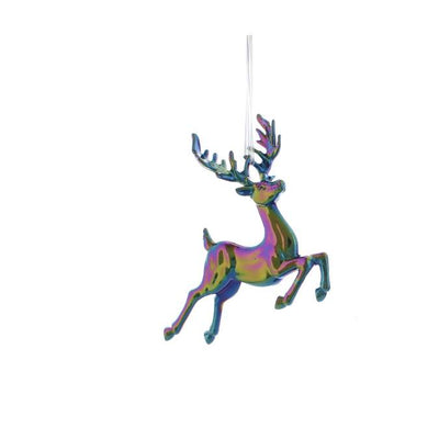 Petrol effect iridescent reindeer tree decoration