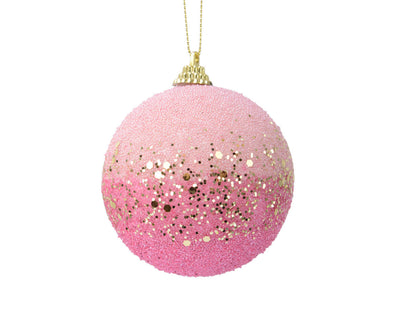 8cm Pink foam bauble with gold sequins