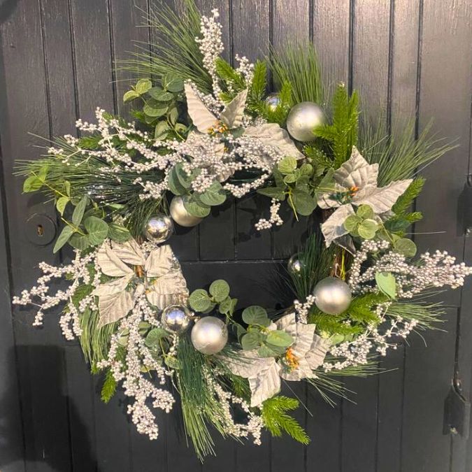 76CM Christmas Silver Spritz Wreath