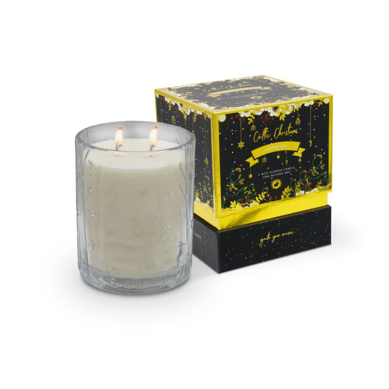 Celtic Candles Double Wick Christmas Gold