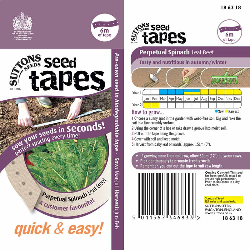 Sutton Seed Tapes Perpetual Spinach