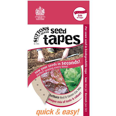 Suttons Seed Tapes Lettuce Red and Green Cos Mix
