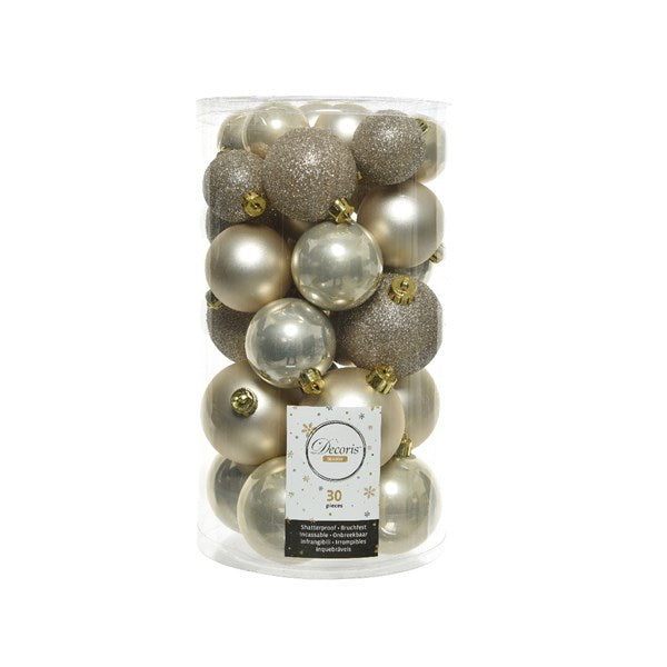 Pearl Shatterproof Bauble Mix Tube Of 30