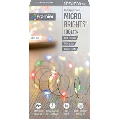 100 LED Battery Operated Multi-Coloured MicroBrights Pin Wire