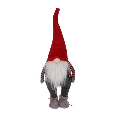 Christmas Gonk with Red Hat, striped top and grey pants