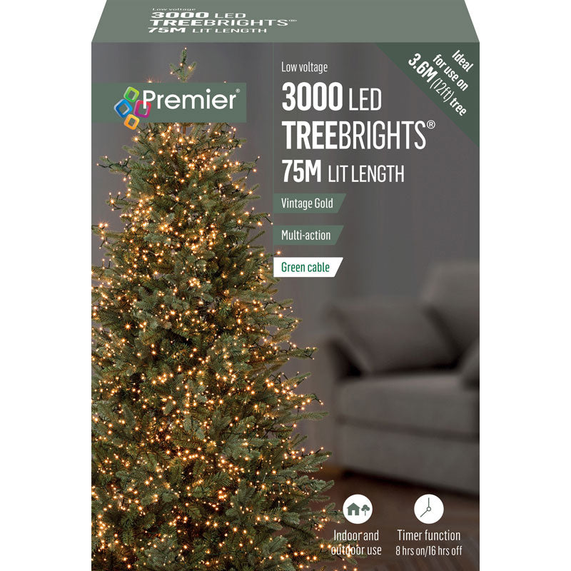 3000 Premier LED Treebrights, indoor and outdoor Christmas lights with timer and multi-action 