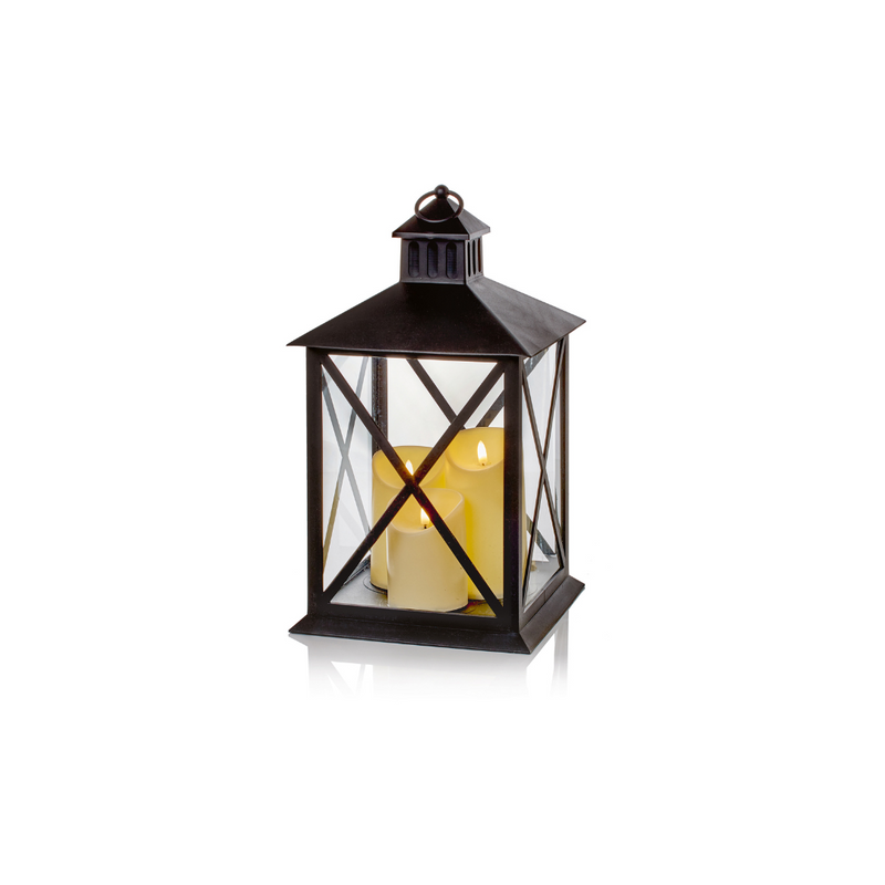 40cm lantern with 3 battery operated candles