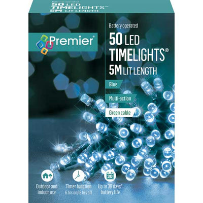 Blue Battery Operated LED String Lights 50 indoor and outdoor use