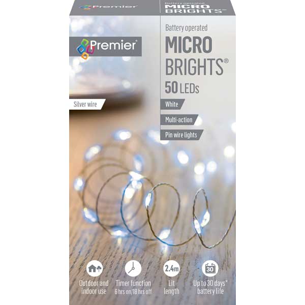 50 LED Battery Operated Cool White MicroBrights