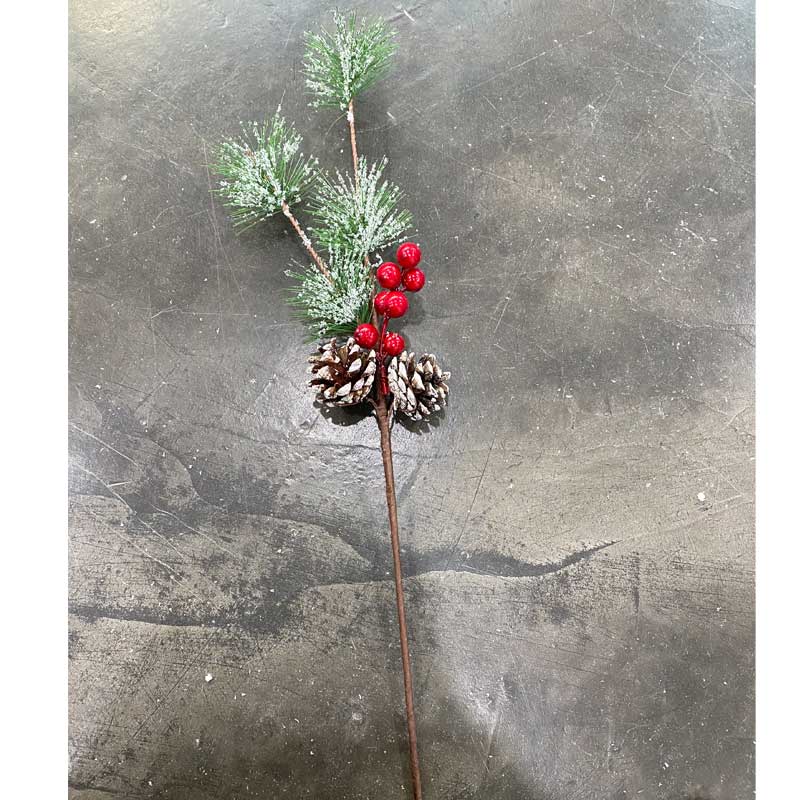 50CM Christmas Pine Cone & Berry Stem