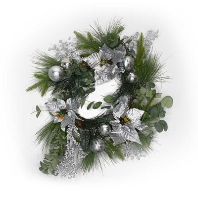 55CM Christmas Silver Spritz Wreath