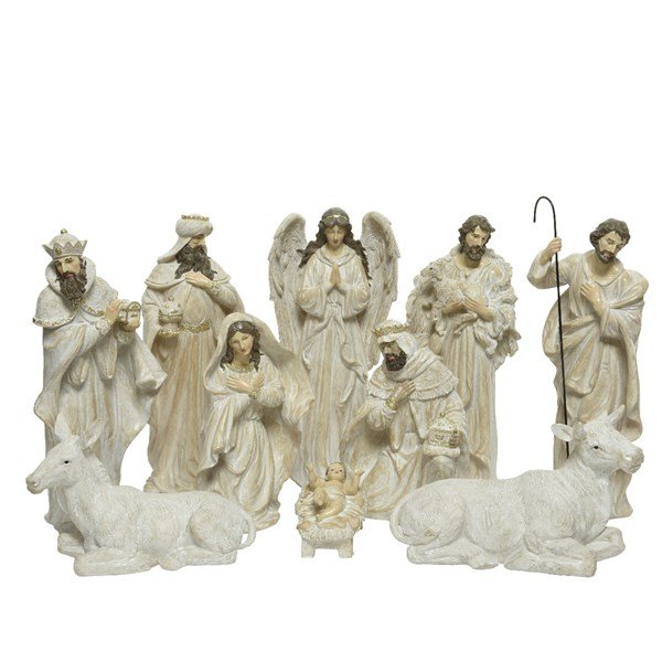 47CM Nativity Set Of 10 In White Colour