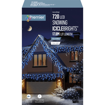 720 LED Snowing IcicleBrights blue and white mix, outdoor icicle lights for your home