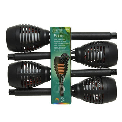 Solar Stake Light-Black With Blue Flame Box Of 4 | 897656 | Lumineo Solar Lights