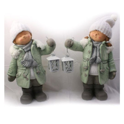 Boy and Girl Figurines with Lanterns