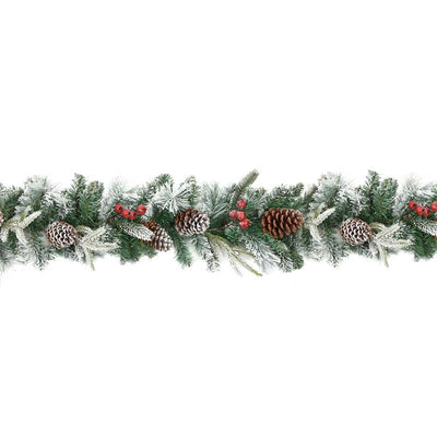 Snow Christmas Garland with Pine Cones and Berries
