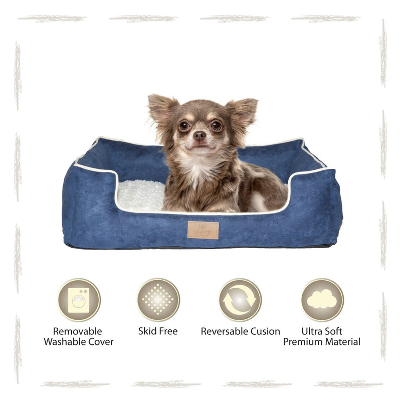 Yappy Dakota Small Dog Bed | Navy Suede - Dog Nappers Dog Beds