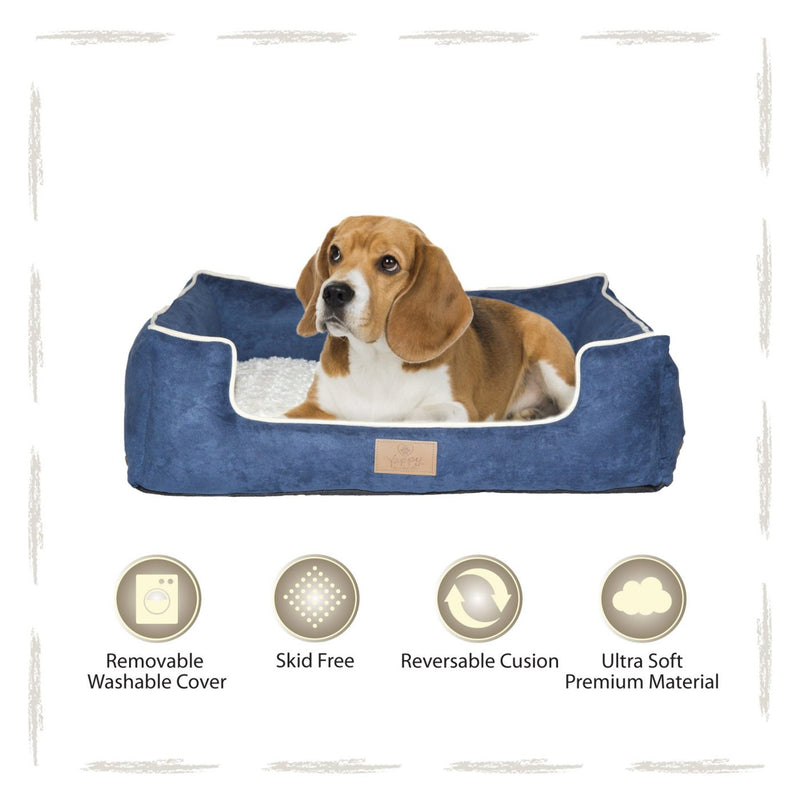 Yappy Dakota Medium Dog Bed | Navy Suede - Dog Nappers Dog Beds