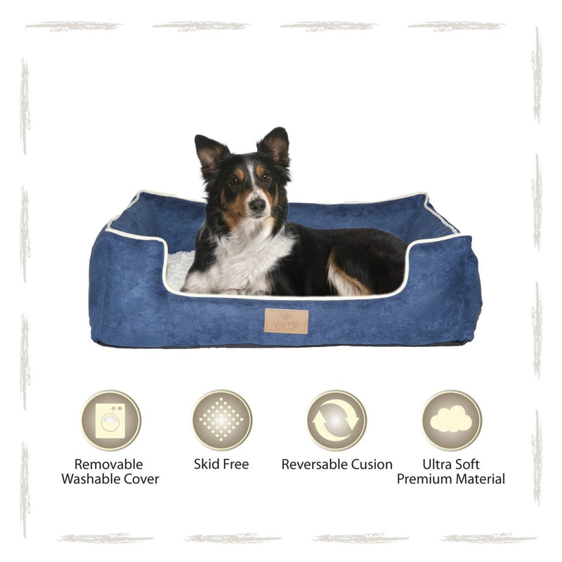 Yappy Dakota Large Dog Bed | Navy Suede - Dog Nappers Dog Beds