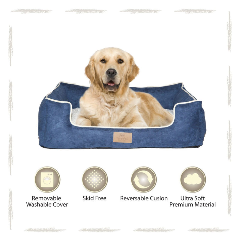 Yappy Dakota X Large Dog Bed | Navy Suede - Dog Nappers Dog Beds