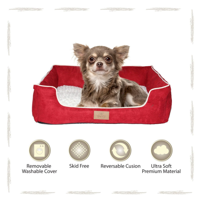 Yappy Dakota Small Dog Bed | Red Suede - Dog Nappers Dog Beds