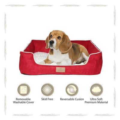 Yappy Dakota Medium Dog Bed | Red Suede - Dog Nappers Dog Beds