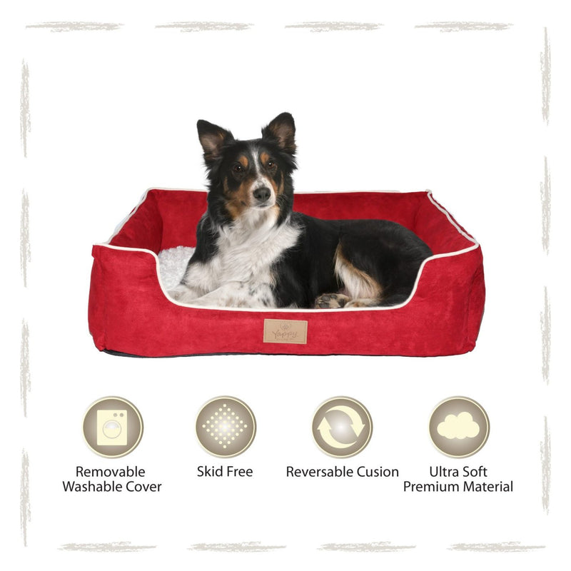 Yappy Dakota Large Dog Bed | Red Suede - Dog Nappers Dog Beds