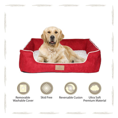 Yappy Dakota X Large Dog Bed | Red Suede - Dog Nappers Dog Beds