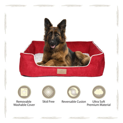 Yappy Dakota XX Large Dog Bed | Red Suede - Dog Nappers Dog Beds