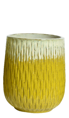 ceramic plant pot in white and yellow