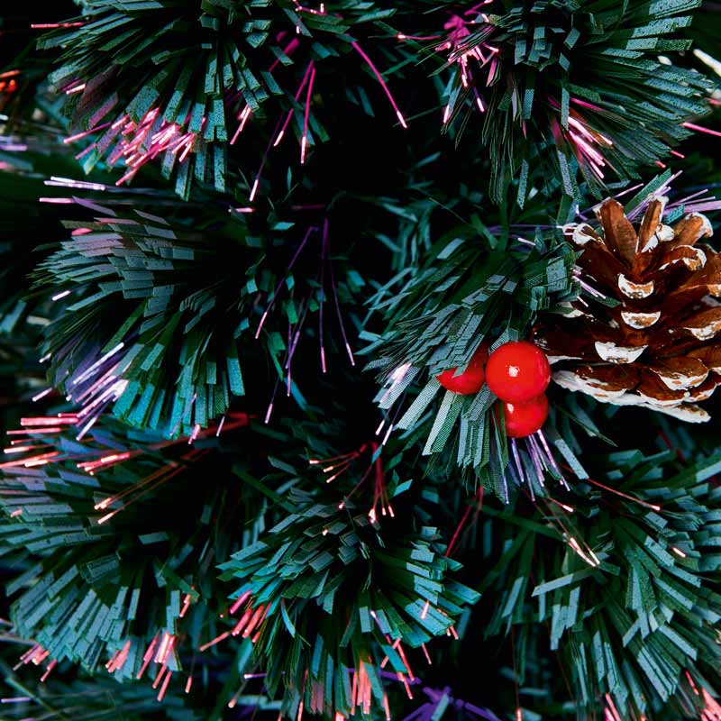Mini Christmas Tree Fibre optic detail with berries and pine cones