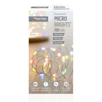 100 LED Battery Operated Multi-Coloured MicroBrights Pin Wire