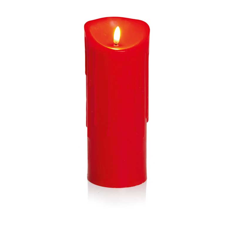 Melted Edge FlickaBright LED Candle Red Battery Operated w/Timer - 23 x 9CM