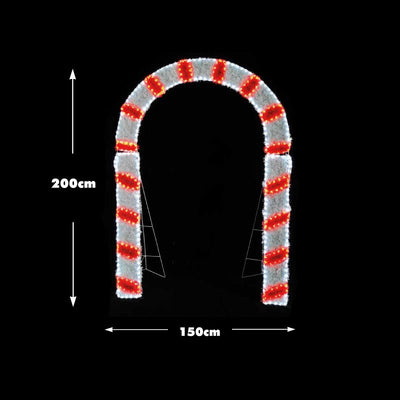 2M Candy Can Arch Rope Light with Tinsel Measurement 
