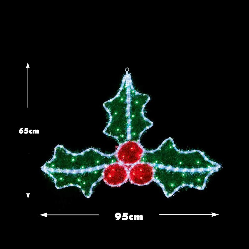 Measurements Tinsel Holly Ropelight 